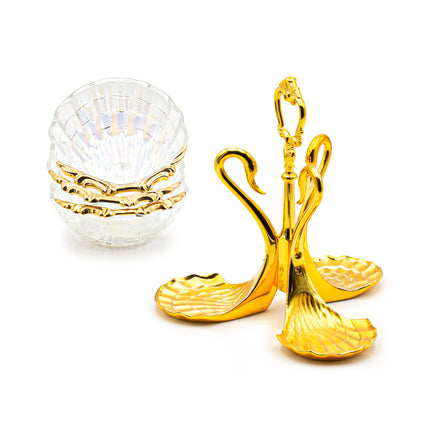 Swan Handle Glass Serving Dish Set