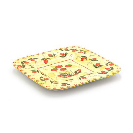 Vintage Fruit Design Square Serving Plate 13.5"