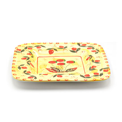 Vintage Fruit Design Square Serving Plate 13.5"