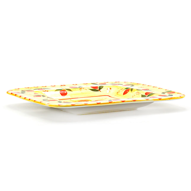 Vintage Fruit Design Square Serving Plate 13.5"