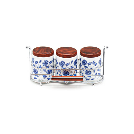 Condiment Jars with Wood Lids Set, Made in Korea