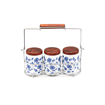 Condiment Jars with Wood Lids Set, Made in Korea