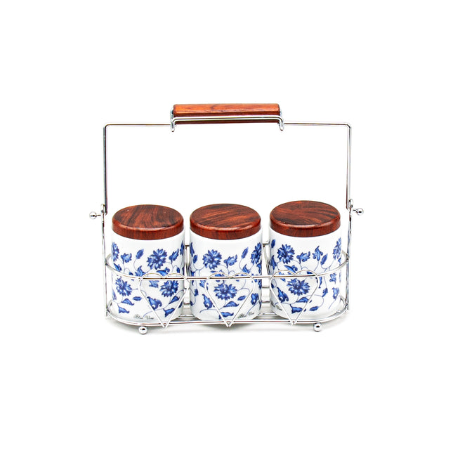 Condiment Jars with Wood Lids Set, Made in Korea