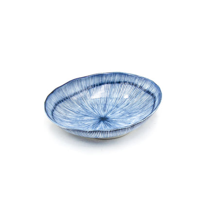 Japanese Elegant Blue Oval Plate, Set of 2