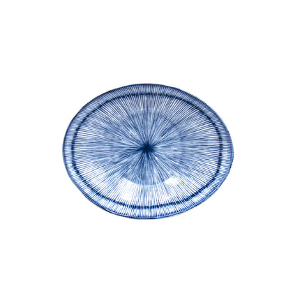 Japanese Elegant Blue Oval Plate, Set of 2