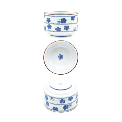 Porcelain Tea Cup Set Blue Traditional Flower Pattern