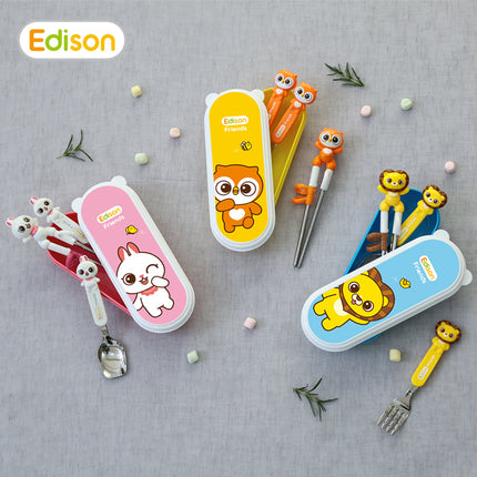 Edison Friends Kid Spoon & Fork with Case Set - Rabbit