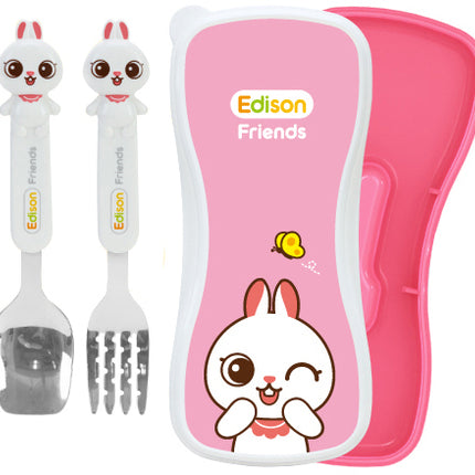 Edison Friends Kid Spoon & Fork with Case Set - Rabbit