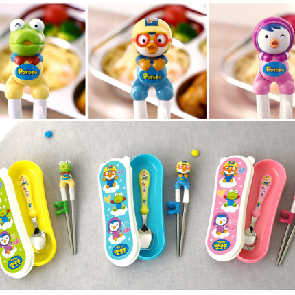 EDISON Kid Spoon & Chopsticks with Case Children Training Chopsticks Learning Chopsticks Petty (pk)