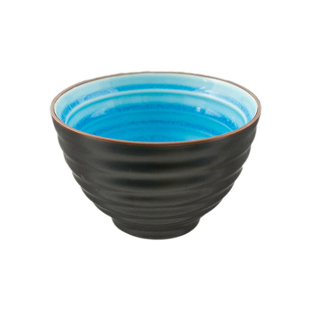 Two Tone Reactive Glaze Blue Bowl 4.75"D, Set of 2