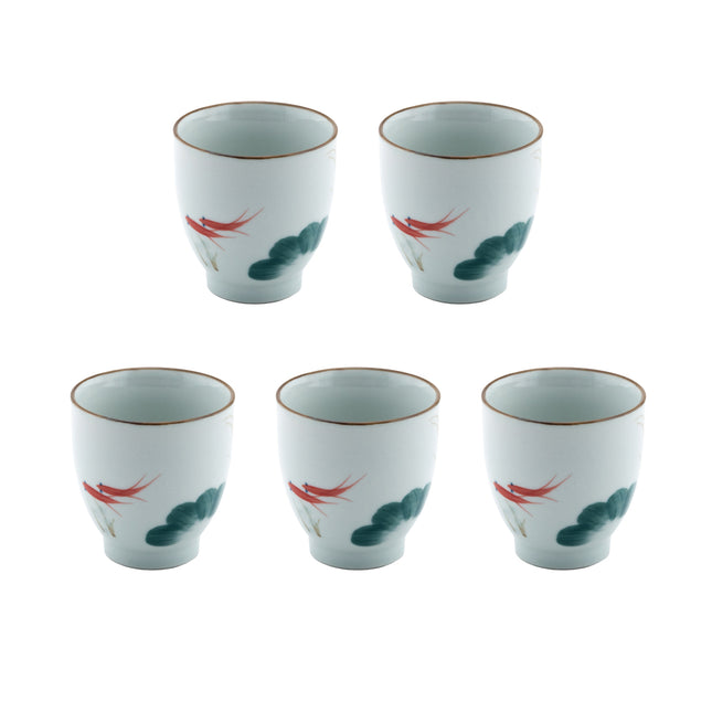 Chinese Hand Painted Fish Teacup - Set of 5