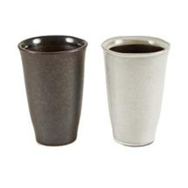Brown & White Ceramic Beer Tumbler - 2 pcs 4.5 oz
