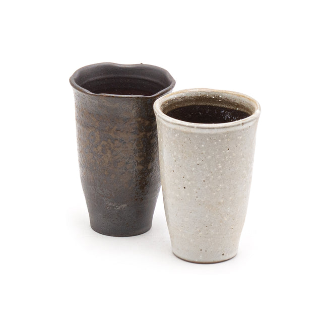 2-Piece Ceramic Tea Cup Set in Brown and Gray