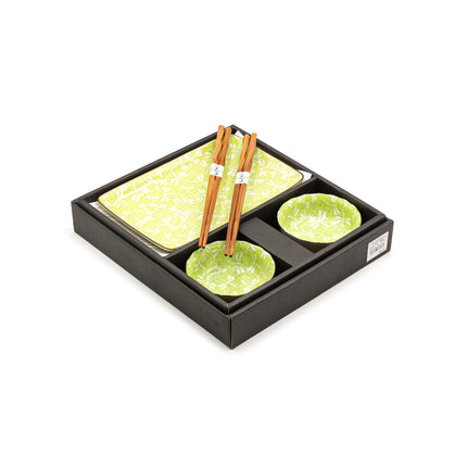 Japanese Dragonfly Sushi Plate Set for 2 - Green