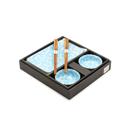 Japanese Dragonfly Sushi Plate Set for 2 - Blue