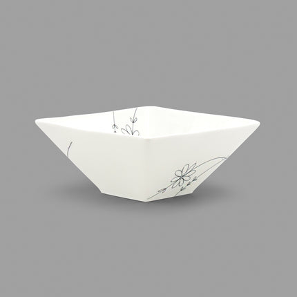 Japanese Porcelain Square Bowl Floral pattern - White