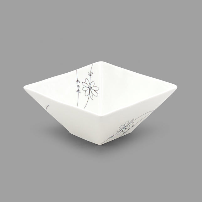 Japanese Porcelain Square Bowl Floral pattern - White