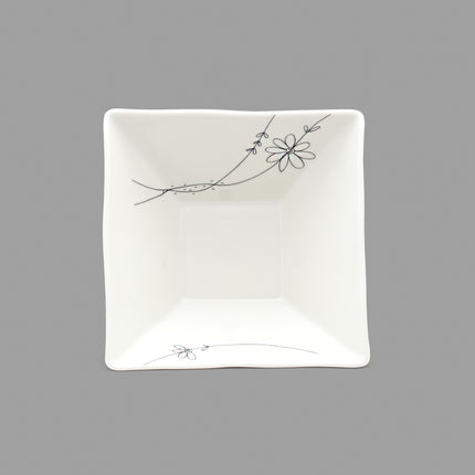 Japanese Porcelain Square Bowl Floral pattern - White