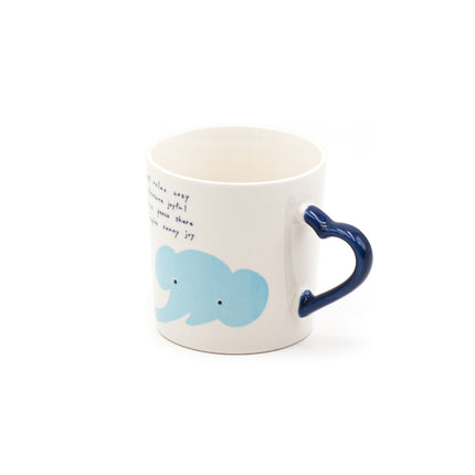 Japanese Ceramic Cup Elephant Print Heart-Shaped Handle