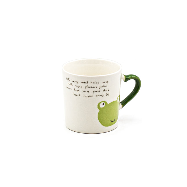 Japanese Ceramic Cup Frog Print Heart-Shaped Handle