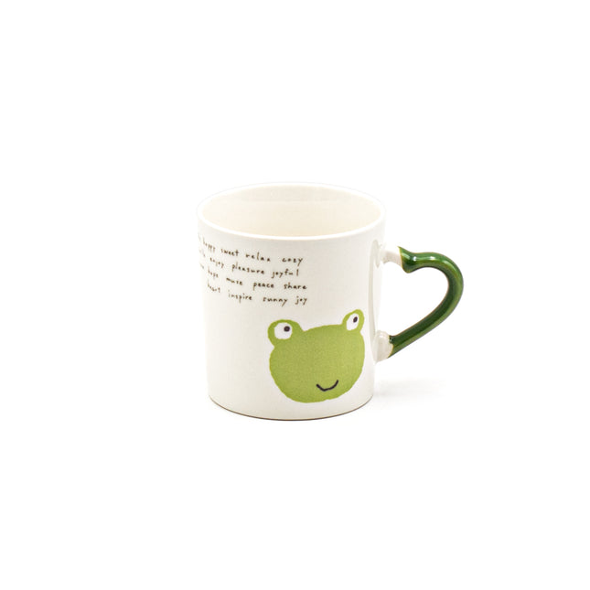 Japanese Ceramic Cup Frog Print Heart-Shaped Handle