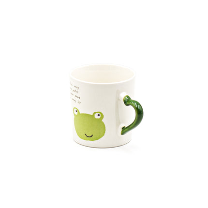 Japanese Ceramic Cup Frog Print Heart-Shaped Handle
