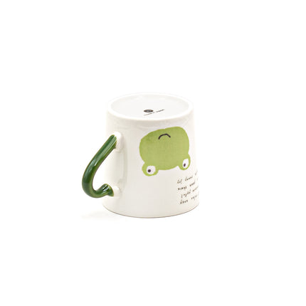 Japanese Ceramic Cup Frog Print Heart-Shaped Handle