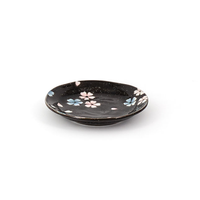 Japanese Black Ceramic Plate Set of 12