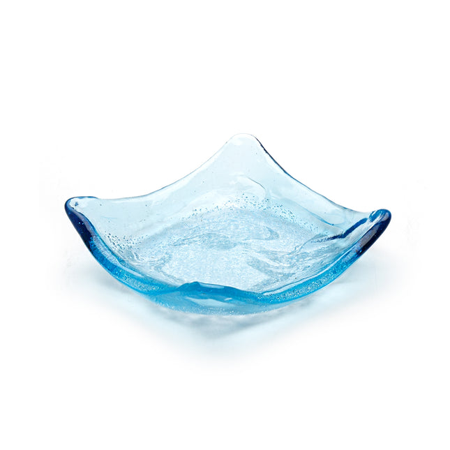 Blue Glass Square Small Plate - Set of 10