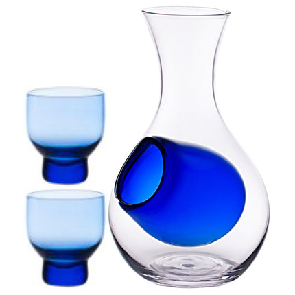 Glass Sake Set for Cold Sake - Blue