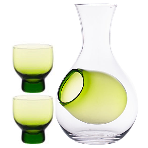 Glass Sake Set for Cold Sake - Green