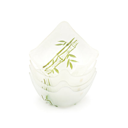 Square Glass Bowls 4PC Set - Bamboo