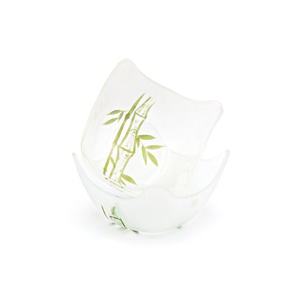 Square Glass Bowls 4PC Set - Bamboo