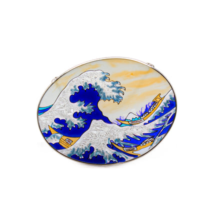 The Great Wave off Kanagawa Glass Suncatcher 6.25"x5"