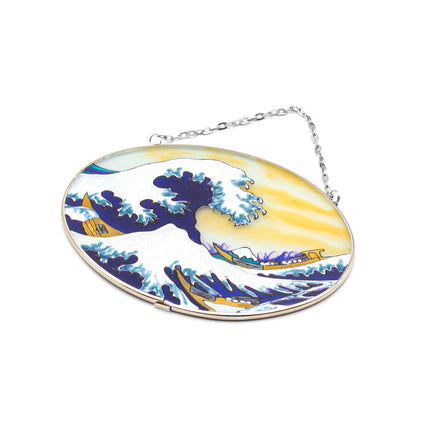The Great Wave off Kanagawa Glass Suncatcher 6.25"x5"