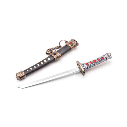 Japanese Samurai Sword Letter Opener with Stand 6.5"- Black