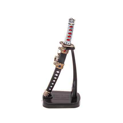 Japanese Samurai Sword Letter Opener with Stand 6.5"- Black