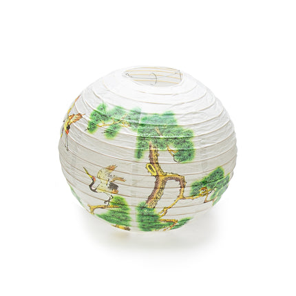 Paper Lantern with Crane and Pine Tree 16"D Set of 2