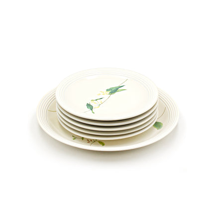 Botanical Leaf Design Porcelain Plate 6PC Set