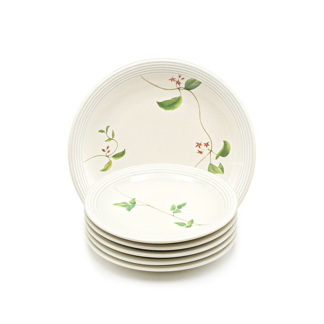Botanical Leaf Design Porcelain Plate 6PC Set