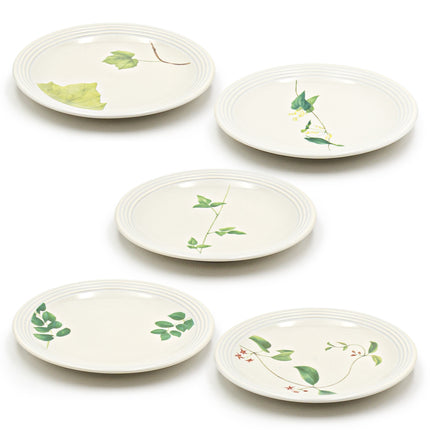 Botanical Leaf Design Porcelain Plate 6PC Set