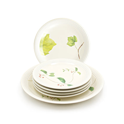 Botanical Leaf Design Porcelain Plate 6PC Set