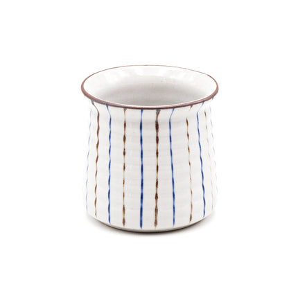 White Porcelain Mug with Vertical Stripe Design, 14oz