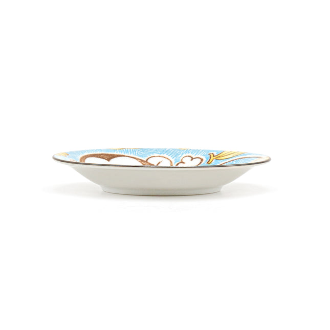 Japanese Round Ceramic Plate Blue Monkey 6.5"D
