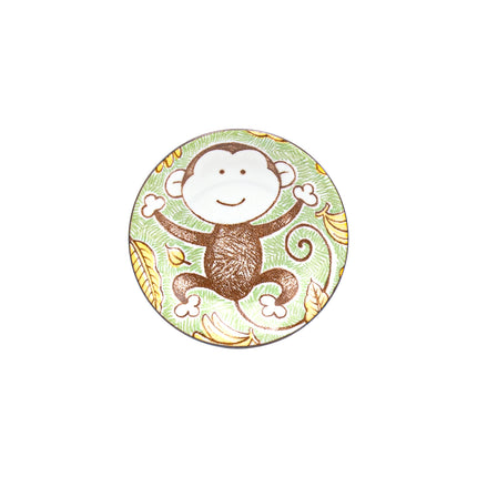 Japanese Round Ceramic Plate Green Monkey 6.5"D