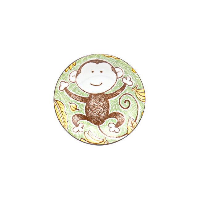 Japanese Round Ceramic Plate Green Monkey 6.5"D