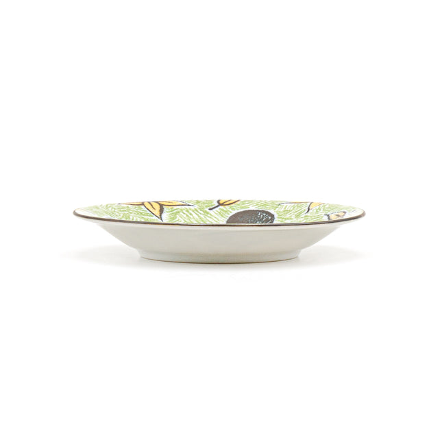 Japanese Round Ceramic Plate Green Panda 6.5"D