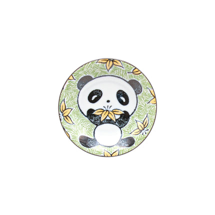 Japanese Round Ceramic Plate Green Panda 6.5"D