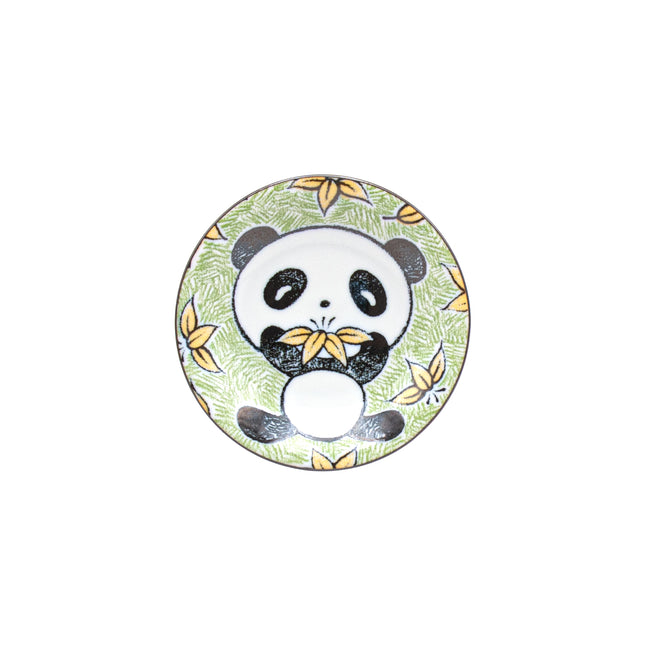 Japanese Round Ceramic Plate Green Panda 6.5"D