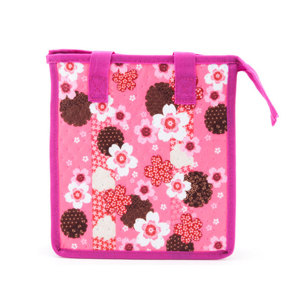 Insulated Lunch Bag with Zipper 10.25" x 6.5" x 11" - Pink Sakura